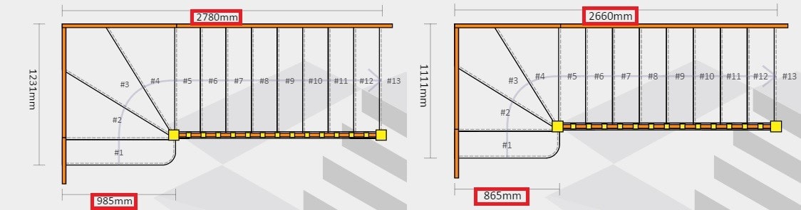 Staircase width example